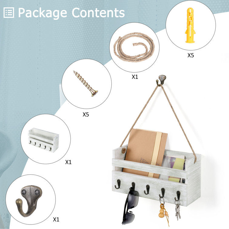 Loon Peak® Ceciel Wall Storage Organizer with Key Hooks Wayfair